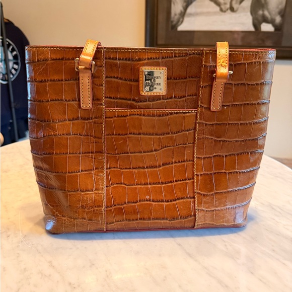 Dooney & Bourke Tan Croc-Embossed Tote - Picture 1 of 5
